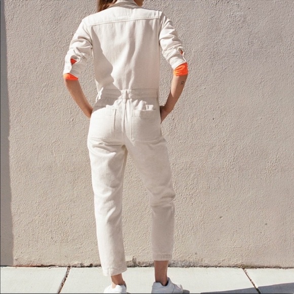 EVERLANE The Modern Jumpsuit Long Sleeve Button Down Waist Tie Beige Tan US 6 - Picture 5 of 15